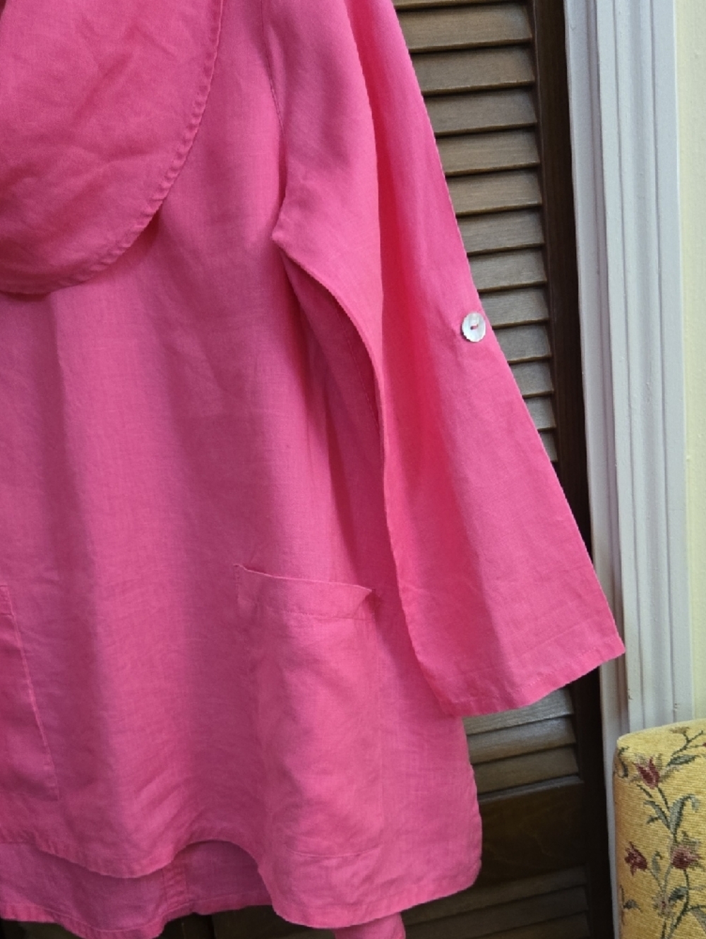 Ali Miles Linen Cowl Neck Tunic Top - Bright Pink - Picture 5 of 6